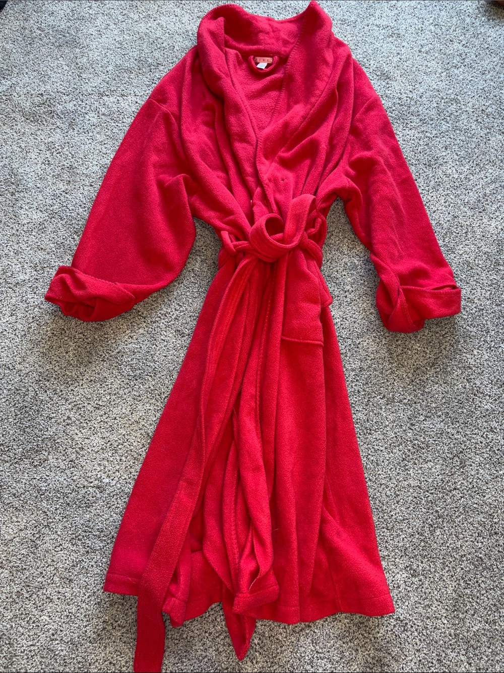 PINK Victoria's Secret Hot Pink Fleece Robe with Belt